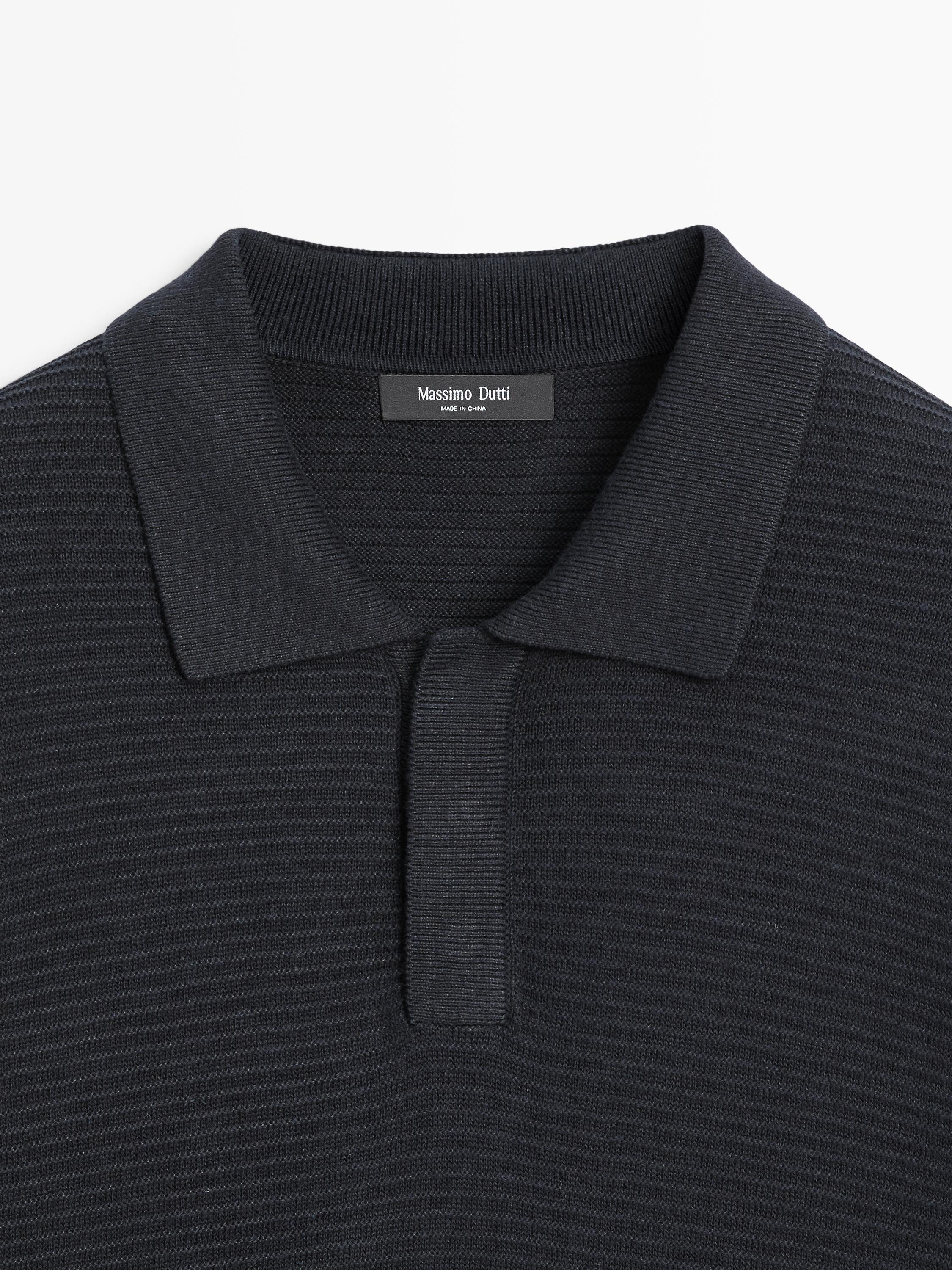 Polo à manches courtes en maille de lin et coton